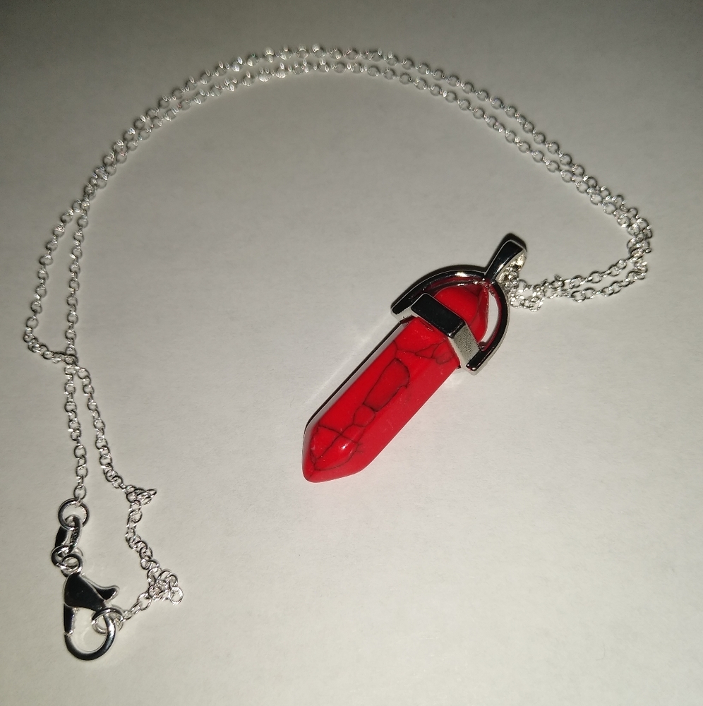 Crystal Necklace Red and Black Marble